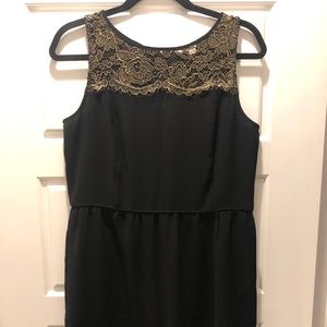 LOFT Black and Gold Cocktail Dress Size 10